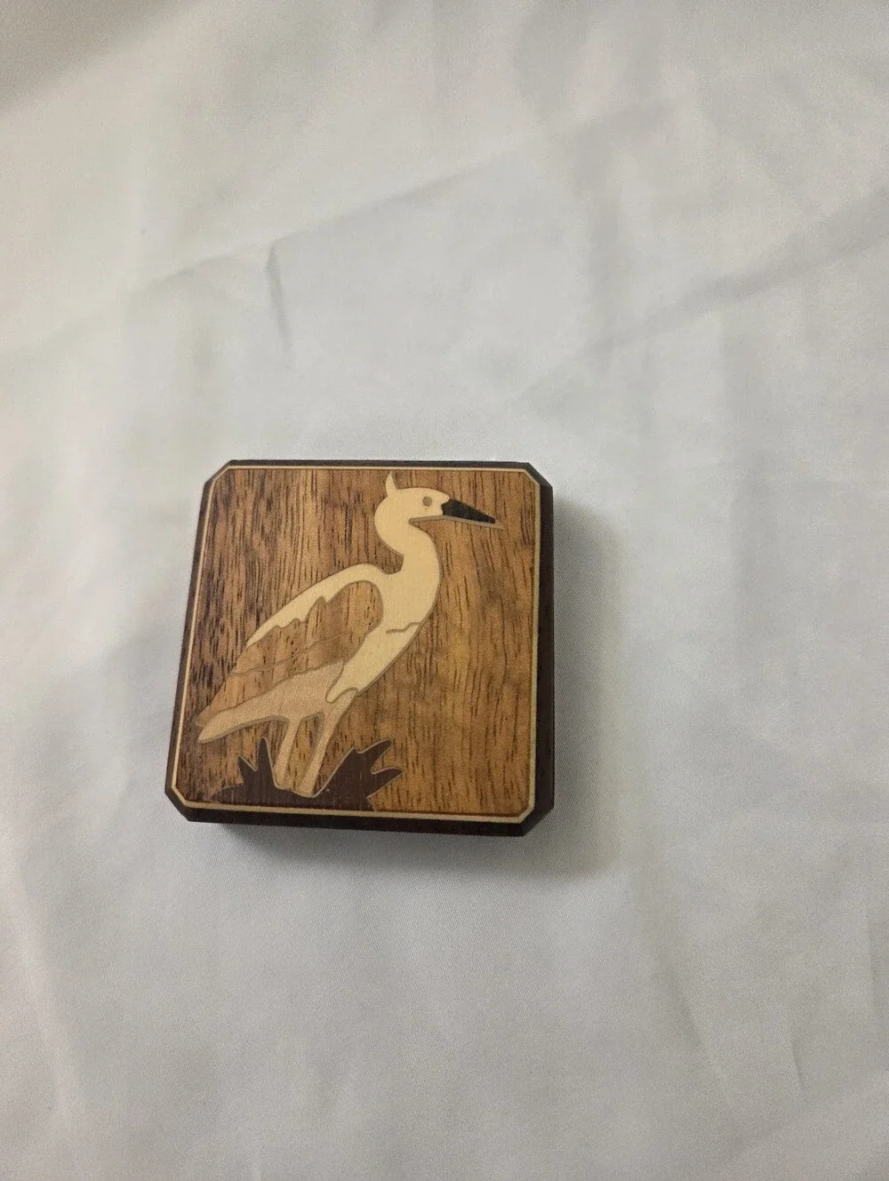 Wooden Crane Pocket Mirror.